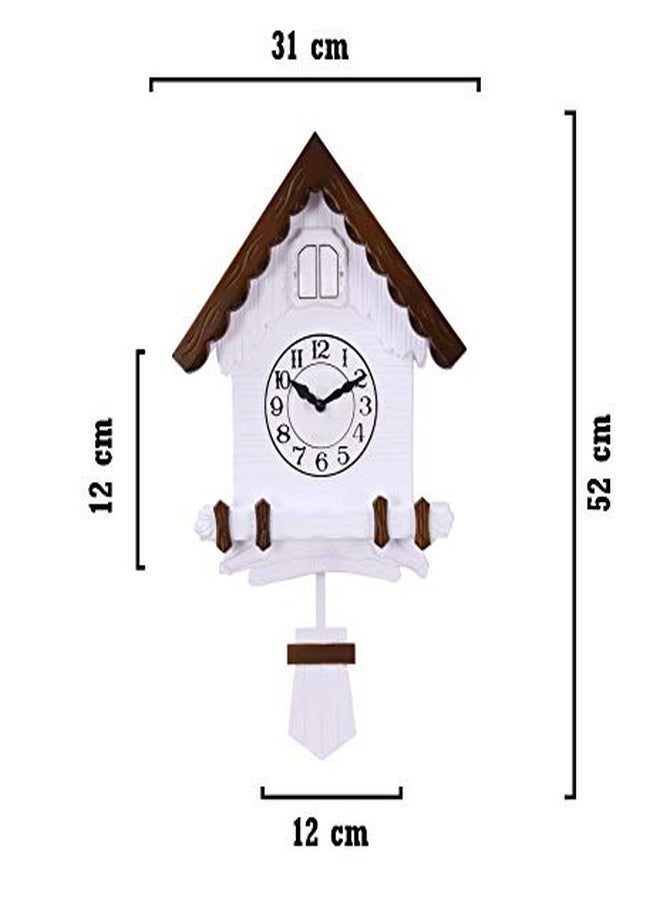 Three Secondz Open and Close Door Plastic Cuckoo Analog Wall Clock White with Brown Pack of 1 (NO Music ON/Off Button, Read Description Before Placing Order) - Image 4